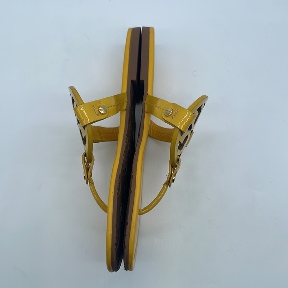Tory Burch Yellow Leather T strap miller thong sandals 7 - Picture 4 of 9